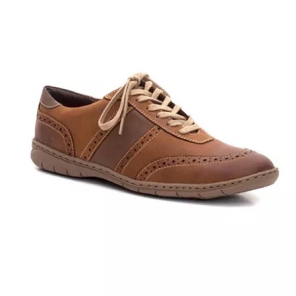 NIB men’s Sandro Moscoloni 9D cognac Curtis leather lace up loafer eyelet shoes - Picture 1 of 8